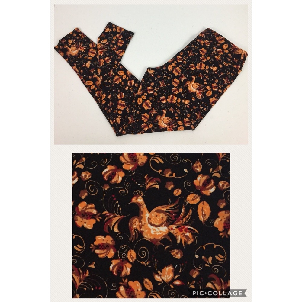 Lularoe TC Leggings Unicorn PHOENIX Flowers Floral Pattern Yoga Pants EUC